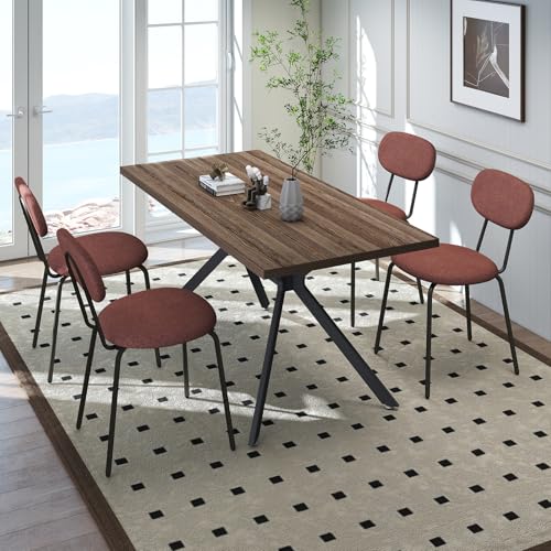 LEWE Essgruppen Esstisch mit 4 Stühlen, 140 x 80 x 76 cm Rechteckig Esstisch aus Holz mit Teddy Stoff Esszimmerstühle, Stapelbar Küchenstühle, für Küche Esszimmer und Wohnzimmer LEWE Essgruppen Esstisch mit 4 Stühlen, 140 x 80 x 76 cm Rechteckig Esstisch aus Holz mit Teddy Stoff Esszimmerstühle, Stapelbar Küchenstühle, für Küche Esszimmer und Wohnzimmer von LEWE