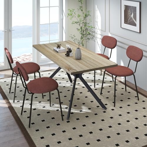 LEWE Essgruppen Esstisch mit 4 Stühlen, 140 x 80 x 76 cm Rechteckig Esstisch aus Holz mit Teddy Stoff Esszimmerstühle, Stapelbar Küchenstühle, für Küche Esszimmer und Wohnzimmer LEWE Essgruppen Esstisch mit 4 Stühlen, 140 x 80 x 76 cm Rechteckig Esstisch aus Holz mit Teddy Stoff Esszimmerstühle, Stapelbar Küchenstühle, für Küche Esszimmer und Wohnzimmer von LEWE