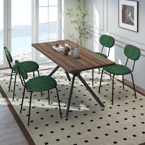 LEWE Essgruppen Esstisch mit 4 Stühlen, 140 x 80 x 76 cm Rechteckig Esstisch aus Holz mit Teddy Stoff Esszimmerstühle, Stapelbar Küchenstühle, für Küche Esszimmer und Wohnzimmer LEWE Essgruppen Esstisch mit 4 Stühlen, 140 x 80 x 76 cm Rechteckig Esstisch aus Holz mit Teddy Stoff Esszimmerstühle, Stapelbar Küchenstühle, für Küche Esszimmer und Wohnzimmer von LEWE