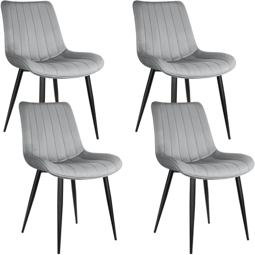 LEWE Esszimmerstühle, Stühle 4er Set, Samtstuhl Holland, Küchenstuhl, Komfort, Stabil, Einfach und Bequem, hautfreundlich, mit dickem Schaumstoff gepolstert - [Grau] von LEWE