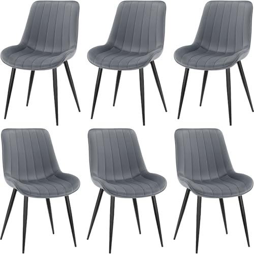 LEWE Esszimmerstühle, Stühle 6er Set, Samtstuhl Holland, Küchenstuhl, Komfort, Stabil, Einfach und Bequem, hautfreundlich, mit dickem Schaumstoff gepolstert - [Dunkelgrau] von LEWE
