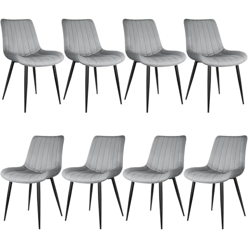 LEWE Esszimmerstühle, Stühle 8er Set, Samtstuhl Holland, Küchenstuhl, Komfort, Stabil, Einfach und Bequem, hautfreundlich, mit dickem Schaumstoff gepolstert - [Grau] von LEWE