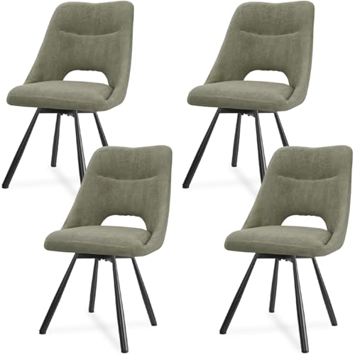 LEWE Esszimmerstühle 4er-Set, Gepolstert, Durchbrochene Rückenlehne, Breitere Sitzfläche, Stabil, Armlos, Küchenstühle, Essstühle, mit Kaschmirimitat - Bräunlichgrau von LEWE