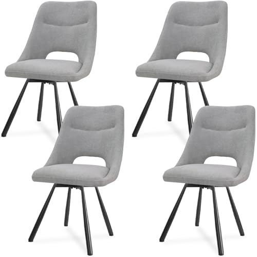 LEWE Esszimmerstühle 4er-Set, Gepolstert, Durchbrochene Rückenlehne, Breitere Sitzfläche, Stabil, Armlos, Küchenstühle, Essstühle, mit Kaschmirimitat - Grau von LEWE