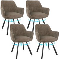LEWE Esszimmerstühle 4er Set, Küchenstuhl mit Armlehne Rückenlehne, Drehstuhl, Polsterstuhl Wohnzimmerstuhl, mit Metallfuß, Samt, Braun von LEWE