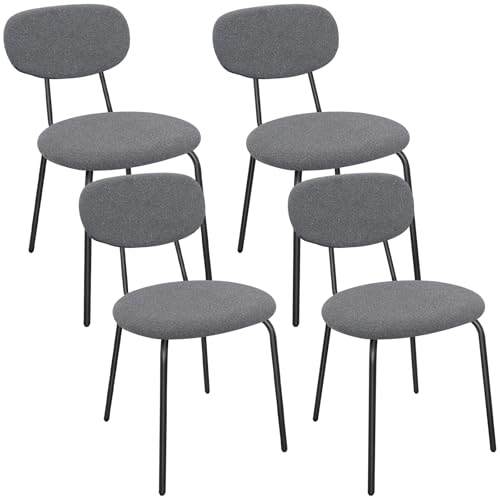 LEWE Esszimmerstühle 4er Set, Stapelbar Polsterstühle, Moderne Küchenstühle mit Unabhängige Rückenlehne, Kleine Runde Metallseitenstühle für Esszimmer, Küche, Restaurant, Schlafzimmer von LEWE