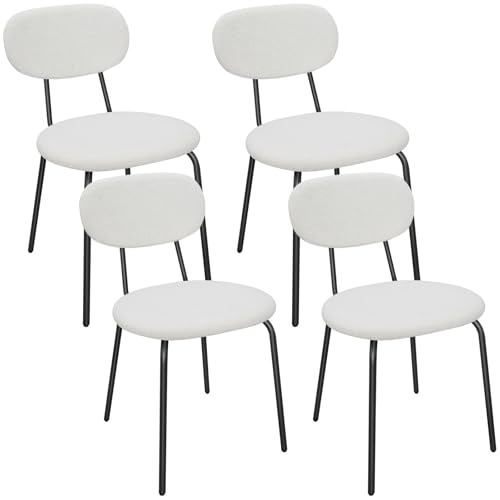 LEWE Esszimmerstühle 4er Set, Stapelbar Polsterstühle, Moderne Küchenstühle mit Unabhängige Rückenlehne, Kleine Runde Metallseitenstühle für Esszimmer, Küche, Restaurant, Schlafzimmer LEWE Esszimmerstühle 4er Set, Stapelbar Polsterstühle, Moderne Küchenstühle mit Unabhängige Rückenlehne, Kleine Runde Metallseitenstühle für Esszimmer, Küche, Restaurant, Schlafzimmer von LEWE