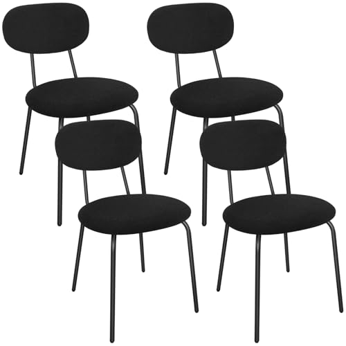 LEWE Esszimmerstühle 4er Set, Stapelbar Polsterstühle, Moderne Küchenstühle mit Unabhängige Rückenlehne, Kleine Runde Metallseitenstühle für Esszimmer, Küche, Restaurant, Schlafzimmer LEWE Esszimmerstühle 4er Set, Stapelbar Polsterstühle, Moderne Küchenstühle mit Unabhängige Rückenlehne, Kleine Runde Metallseitenstühle für Esszimmer, Küche, Restaurant, Schlafzimmer von LEWE