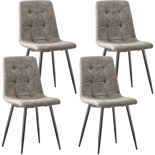 LEWE Esszimmerstühle 4er Set, Technologietuch Gepolsterter Stühle mit Metallfuß, Küchenstuhl, Esstisch Stuhl, Polsterstuhl, Wohnzimmerstühle, Modern Design von LEWE