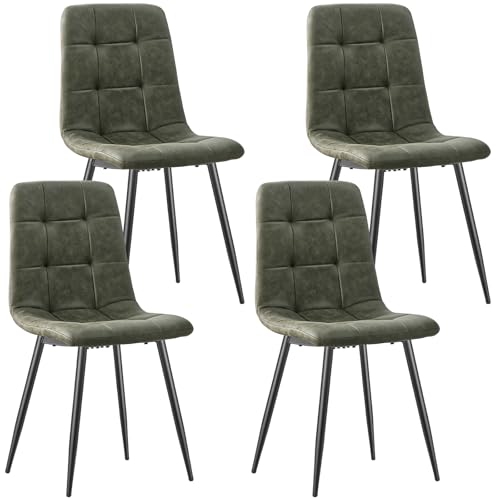 LEWE Esszimmerstühle 4er Set,Technologietuch Gepolstert Küchenstuhl Designerstuhl mit Rückenlehne Metallbeinen für Esszimmer, Wohnzimmer, Küche, Schlafzimmer und Empfangsraum von LEWE