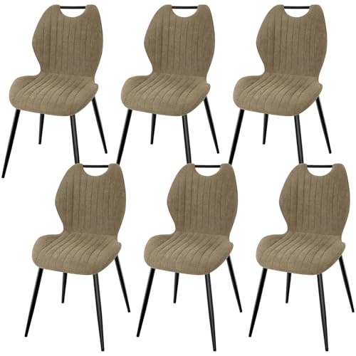LEWE Esszimmerstühle 6er Set, Küchenstühle Wohnzimmerstuhl Polsterstuhl mit Metallbeine,Stuhl mit Stoff-Rückenlehne, Stühle für Esszimmer Wohnzimmer Küche von LEWE
