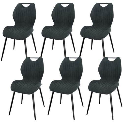LEWE Esszimmerstühle 6er Set, Küchenstühle Wohnzimmerstuhl Polsterstuhl mit Metallbeine,Stuhl mit Stoff-Rückenlehne, Stühle für Esszimmer Wohnzimmer Küche von LEWE
