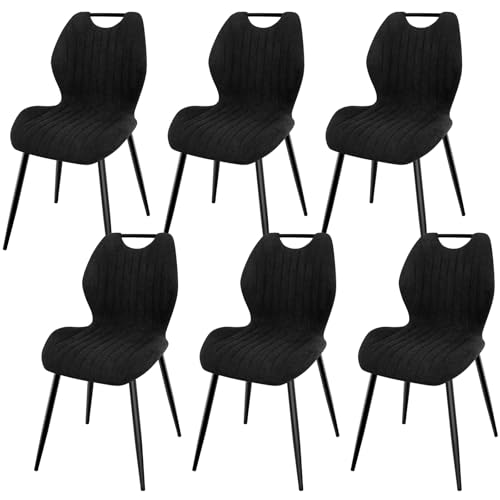 LEWE Esszimmerstühle 6er Set, Küchenstühle Wohnzimmerstuhl Polsterstuhl mit Metallbeine,Stuhl mit Stoff-Rückenlehne, Stühle für Esszimmer Wohnzimmer Küche von LEWE