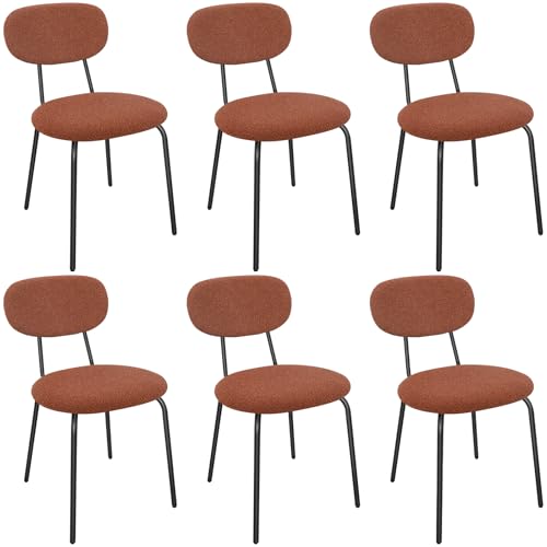 LEWE Esszimmerstühle 6er Set, Stapelbar Polsterstühle, Moderne Küchenstühle mit Unabhängige Rückenlehne, Kleine Runde Metallseitenstühle für Esszimmer, Küche, Restaurant, Schlafzimmer von LEWE