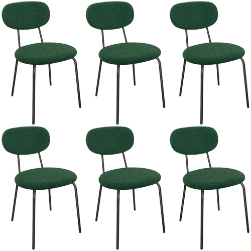 LEWE Esszimmerstühle 6er Set, Stapelbar Polsterstühle, Moderne Küchenstühle mit Unabhängige Rückenlehne, Kleine Runde Metallseitenstühle für Esszimmer, Küche, Restaurant, Schlafzimmer von LEWE