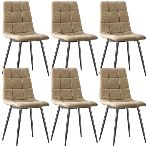 LEWE Esszimmerstühle 6er Set,Technologietuch Esszimmerstuhl Küchenstuhl Polsterstuhl Design Stuhl mit Rückenlehne,für Esszimmer, Wohnzimmer, Küche, Schlafzimmer und Empfangsraum von LEWE