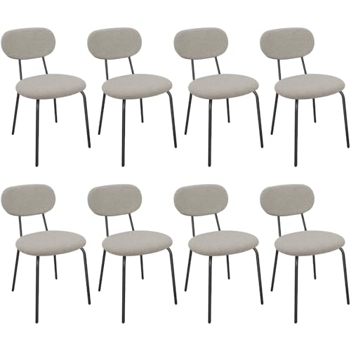LEWE Esszimmerstühle 8er Set, Stapelbar Polsterstühle, Moderne Küchenstühle mit Unabhängige Rückenlehne, Kleine Runde Metallseitenstühle für Esszimmer, Küche, Restaurant, Schlafzimmer von LEWE
