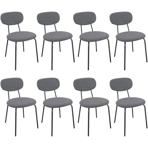 LEWE Esszimmerstühle 8er Set, Stapelbar Polsterstühle, Moderne Küchenstühle mit Unabhängige Rückenlehne, Kleine Runde Metallseitenstühle für Esszimmer, Küche, Restaurant, Schlafzimmer von LEWE