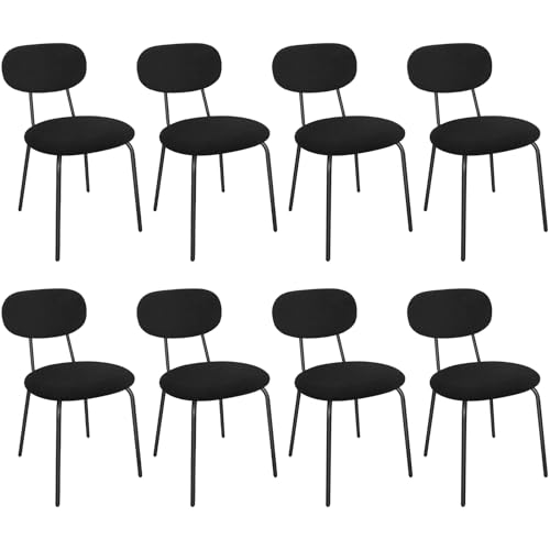 LEWE Esszimmerstühle 8er Set, Stapelbar Polsterstühle, Moderne Küchenstühle mit Unabhängige Rückenlehne, Kleine Runde Metallseitenstühle für Esszimmer, Küche, Restaurant, Schlafzimmer von LEWE