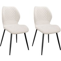 2er Set Esszimmerstühle mit Leinenkissen, Metallbeinen und Bezug mit Rautenmuster - Beige von LEWE