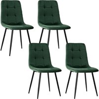 Lewe - 4er Set Esszimmerstühle, Polsterstuhl Stühle mit Samtstoff und Metallbeinen , Dunkelgrün Lewe - 4er Set Esszimmerstühle, Polsterstuhl Stühle mit Samtstoff und Metallbeinen , Dunkelgrün von LEWE