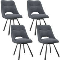 Lewe - 4er Set Lambswool-Esszimmerstühle - Rückenlehne mit hohlem Design ohne Armlehne - Langlebige schwarze Metallbeine - Dunkelgrau Lewe - 4er Set Lambswool-Esszimmerstühle - Rückenlehne mit hohlem Design ohne Armlehne - Langlebige schwarze Metallbeine - Dunkelgrau von LEWE