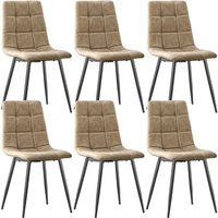 Lewe - 6er Set Esszimmerstühle,Technisches Tuch küchenstühle, Gepolsterter Stuhl mit Metallfuß-Hellgelb Lewe - 6er Set Esszimmerstühle,Technisches Tuch küchenstühle, Gepolsterter Stuhl mit Metallfuß-Hellgelb von LEWE