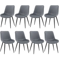 Lewe - 8er Set Esszimmerstühle,Samt Polesterstuhl,Robuste Metallbeine,Modernes Streifendesign - Dunkelgrau von LEWE