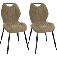 Lewe - Esszimmerstühle 2er Set, Küchenstühle, Polsterstühle, Wohnzimmerstühle mit Stoff-Rückenlehne und Metallbeinen - Braun Lewe - Esszimmerstühle 2er Set, Küchenstühle, Polsterstühle, Wohnzimmerstühle mit Stoff-Rückenlehne und Metallbeinen - Braun von LEWE