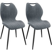 Lewe - Esszimmerstühle 2er Set, Küchenstühle, Polsterstühle, Wohnzimmerstühle mit Stoff-Rückenlehne und Metallbeinen - Grau Lewe - Esszimmerstühle 2er Set, Küchenstühle, Polsterstühle, Wohnzimmerstühle mit Stoff-Rückenlehne und Metallbeinen - Grau von LEWE