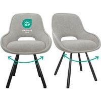 Lewe - Esszimmerstühle 2er Set,180° Drehstuhl,Stühle Esszimmer mit Armlehnen Rückenlehne, Esszimmer Wohnzimmer Stuhl, Hellgrau von LEWE