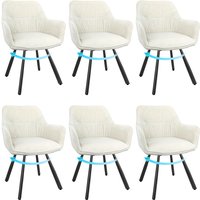 Lewe - Esszimmerstühle 6er Set Drehbar, Armlehnstuhl drehbar 180°, Küchenstühle mit Metallbeine, Beige von LEWE