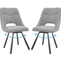 Esszimmerstühle drehbar 2er Set, Automatisch zurückkehrender Sitz, 180° Drehstuhl, Kaschmir-Stoff - Grau - Lewe von LEWE
