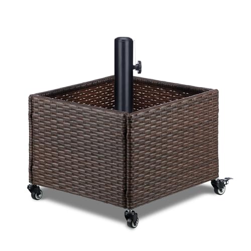LEWIS&WAYNE Schirmständer für den Außenbereich mit befüllbarem Pflanzkasten, robuster Terrassenschirmständer mit 4 Rädern, rollbarer Schirmhalter für den Außenbereich, Terrasse, Terrasse, Garten, von LEWIS&WAYNE
