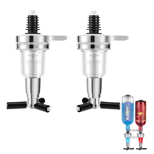 LEWITORS 2 StüCke 45Ml/ 1.5Oz Liquor Dispenser Bar Spirituosen Butler Halter Wand DüSe Shot Dispenser für Drehbaren Likörspender Flaschen Halter Bar Accessoire von LEWITORS