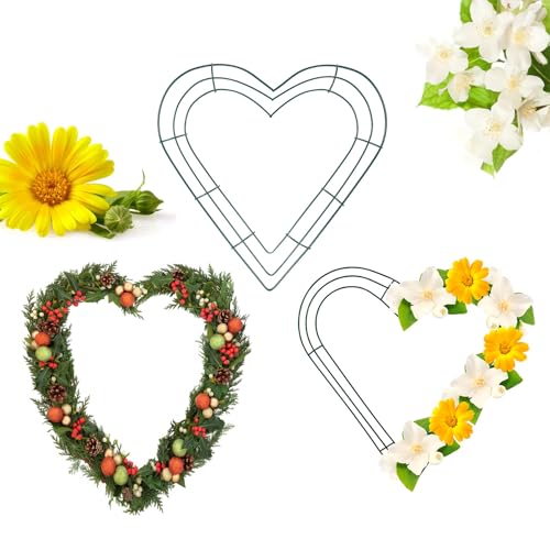 LEWITORS 3 Pack Metall Kranz Set 12 HerzföRmige Drahtkränze Für Hochzeit Valentinstag, Home DIY Basteln Rahmen Rostfreier Drahtrahmen Mit Haken Kranz Rahmen von LEWITORS