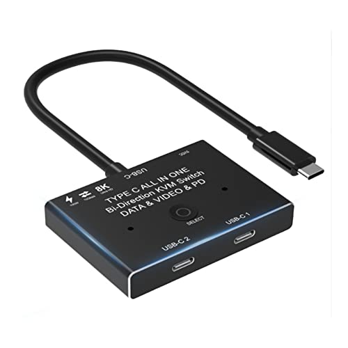 LEWITORS USB Switch KVM USB C -Wege-Umschalter 1X2/2X1 USB 3.1 Splitter Daten-Video-Umschalter 8K @30Hz PD 100W für PC-Monitor-Handy von LEWITORS
