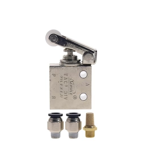 Mechanisches Ventil TAC2-31V, 1/8 Zoll Innengewinde, Auslassventil, 2 Positionen, 3-Wege-Rollenhebel, pneumatischer Ventilschalter mit Anschluss(With 8mm Fittings) von LEWLUIRZA