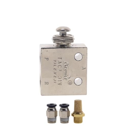 Mechanisches Ventil TAC2-31V Auslassventil, 2 Positionen, 3-Wege-Luft, pneumatischer Ventilschalter, 1/8 Zoll PT Druckknopfschalterventil mit Anschluss(With 4mm Fittings) von LEWLUIRZA