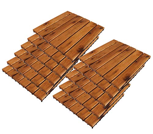 LEX 11 Stück 30 x 30 cm Akazienfliese für 0,99 qm Fläche Holz-Terassenfliese Balkonfliese von Geakv