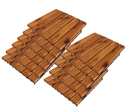 LEX 11 Stück 30 x 30 cm Akazienfliese für 0,99 qm Fläche Holz-Terassenfliese Balkonfliese von LEX