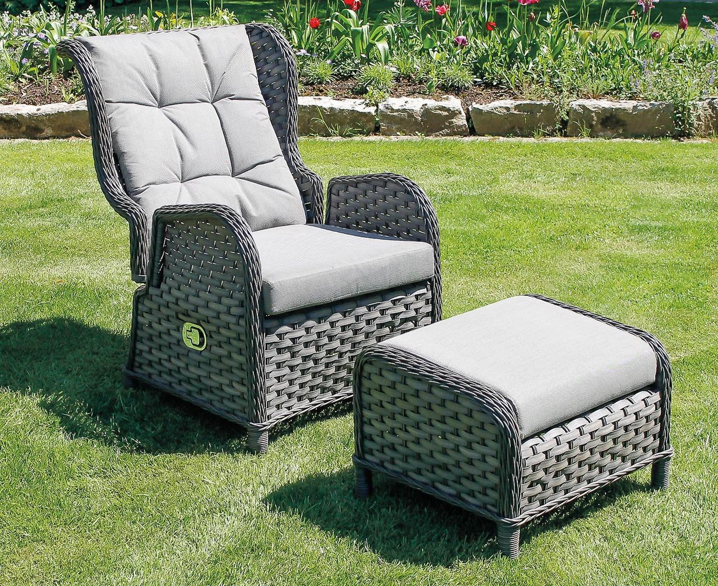 LEX Gartensessel Gartensessel Relaxsessel COMFORT - verstellbare Rückenlehne und Hocker von LEX