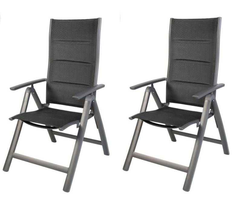 LEX Sessel 2 Stück Gartensessel Comfort 6-fach verstellbar gepolstert schwarz von LEX