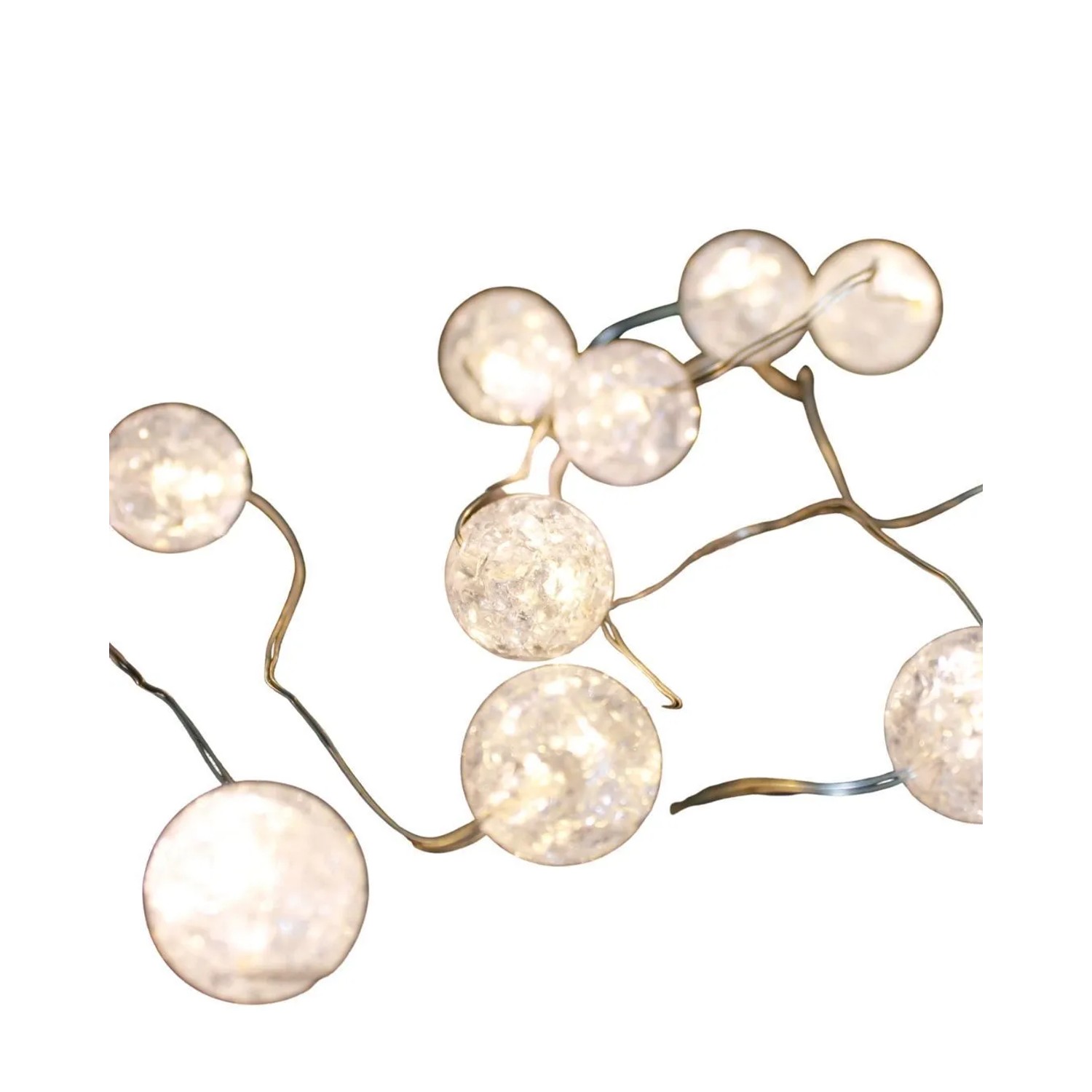 Lex LED Kugellichterkette Acrylkugel Batterie Weihnachtsdeko 10 LEDs Warmweiß Timer von LEX