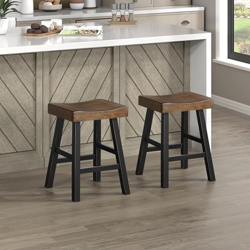 Lexicon Crawford Hocker mit Thekenhöhe (2er-Set), Schwarz/Braun von LEXICON