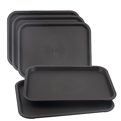 LEXININ Kunststoff-Tabletts für Fast-Foods, 35 x 27 cm, braun, rechteckig, für Restaurant, Cafeteria, Serviertablett für Getränke, Lebensmittel, 5 Stück von LEXININ