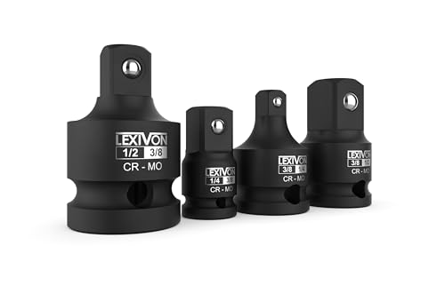LEXIVON Impact Socket Adapter and Reducer 4-Piece Set | 1/4" - 3/8" - 1/2" Impact Driver Conversions, Chrome Molybdenum alloy steel (LX-112) von LEXIVON