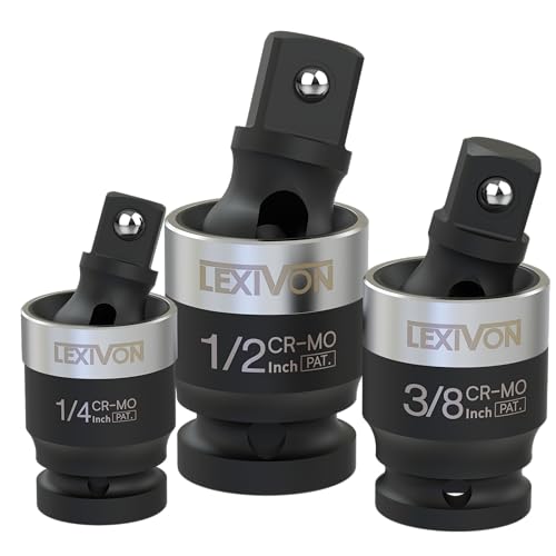 LEXIVON Impact Universalgelenk Patentiertes schlankes Design, 3-teiliges Stecknuss-Drehgelenk Set mit von LEXIVON