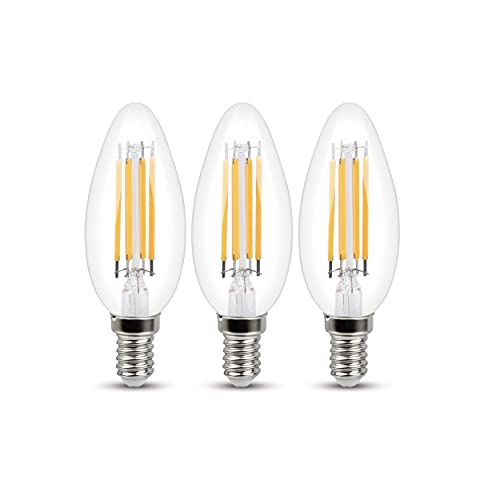 LEXMAN - 3er-Set LED-Kerzenlampen mit Glühfaden - 3 x Glühbirnen E14 - Kerzenform - Ø35 mm - E14-470 Lm - 3,4 W entsprechend 40 W - 2700k - Warmweiß von LEXMAN