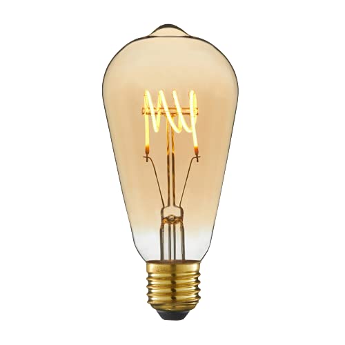LEXMAN - Dekorative LED-Glühbirne - Spiralförmige Filament - Ø64mm - E27-400Lm - 4,9 W entspricht 35 W - 2200K - Sehr warmweiß von LEXMAN